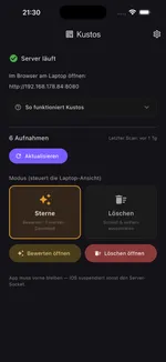 Server läuft — am Laptop öffnen